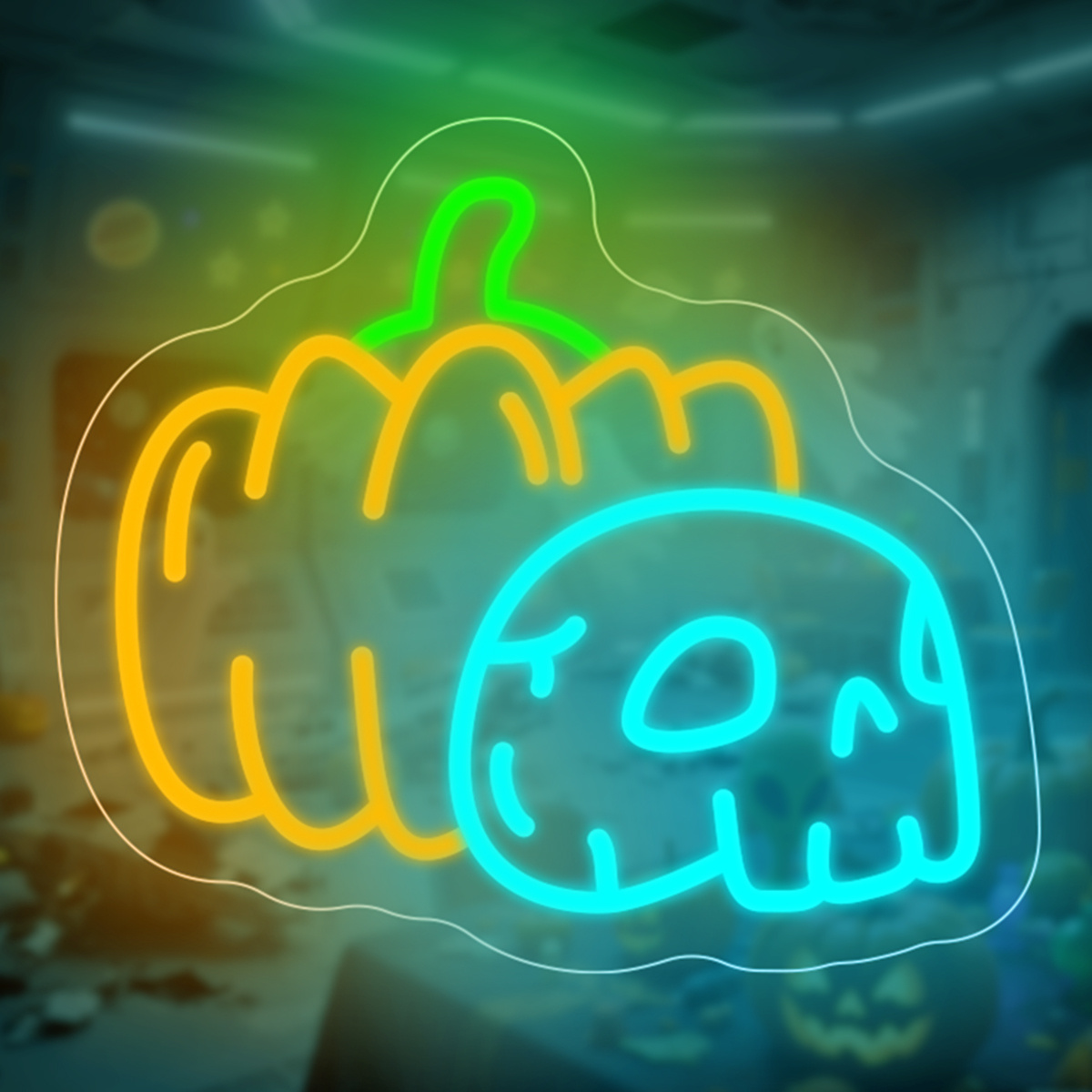 Home Decor Lighting Tricks - Pumpkin Skull Neon Sign USB Dimmable